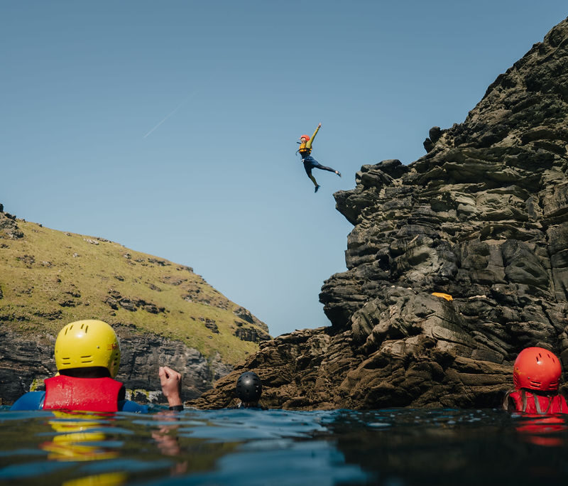 Cliffs, kids and cold water: coasteering the Bude coast